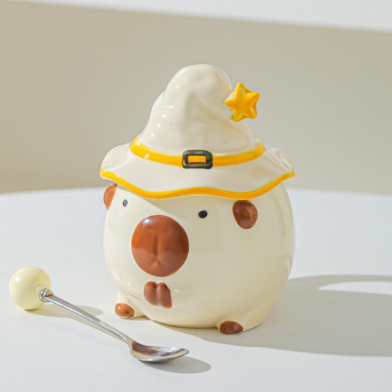 Mug Kapibala Gives Girls Cute Water Cup with Lid Ceramic Cup Birthday Gift High-looking Creative Cup