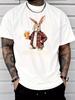 Cute Easter Bunny Holding Beer Hoppy Easter Front Graphic Print Unisexs Crew Neck Short Sleeve Tee Casual Daily Soft Basic Wear Top