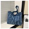 Tote bag women's new versatile denim canvas handbag student class commuter bag