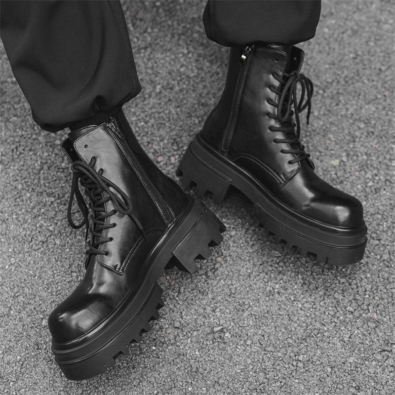 Britische Herrenmode Party Schuhe Denim Stiefel mit dicker Sohle Cool und trendy Vielseitige Herrenschuhe