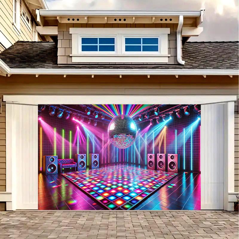 Disco Dance Floor Scene Background Party Banner, Suitable for Holiday, Studio, Home, and Garden Celebrations