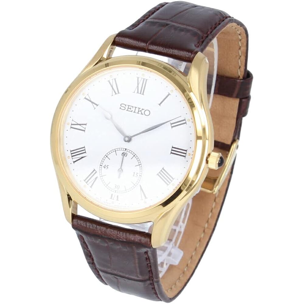 SEIKO Men s Quartz Analog Watch with Small Second Hand, Stainless Steel and Brown Leather Strap, ...