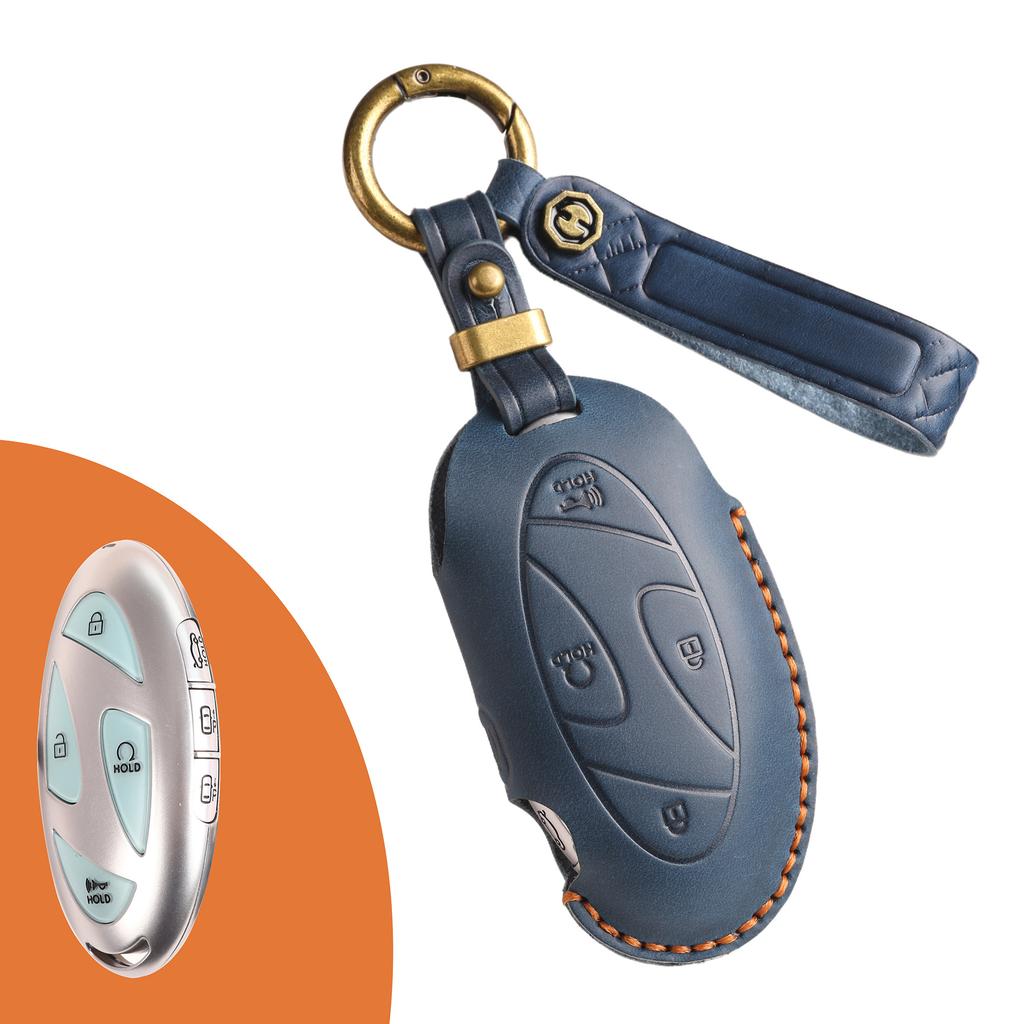 The New Retro Key Bag Is Suitable for Korean Hyundai Car Key Cover, Purely Handmade High-end Protective Shell Buckle, Cowhide.