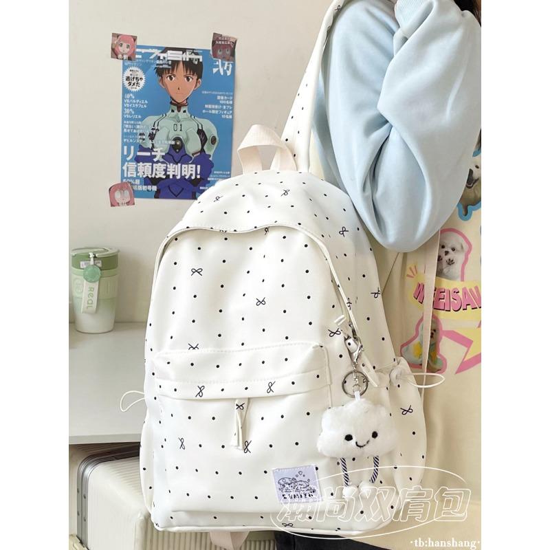 Schoolbag Schoolbag Junior High School Girls Girl Heart Polka Dot Bow Versatile High Value Primary School Students Backpack Women's New Models