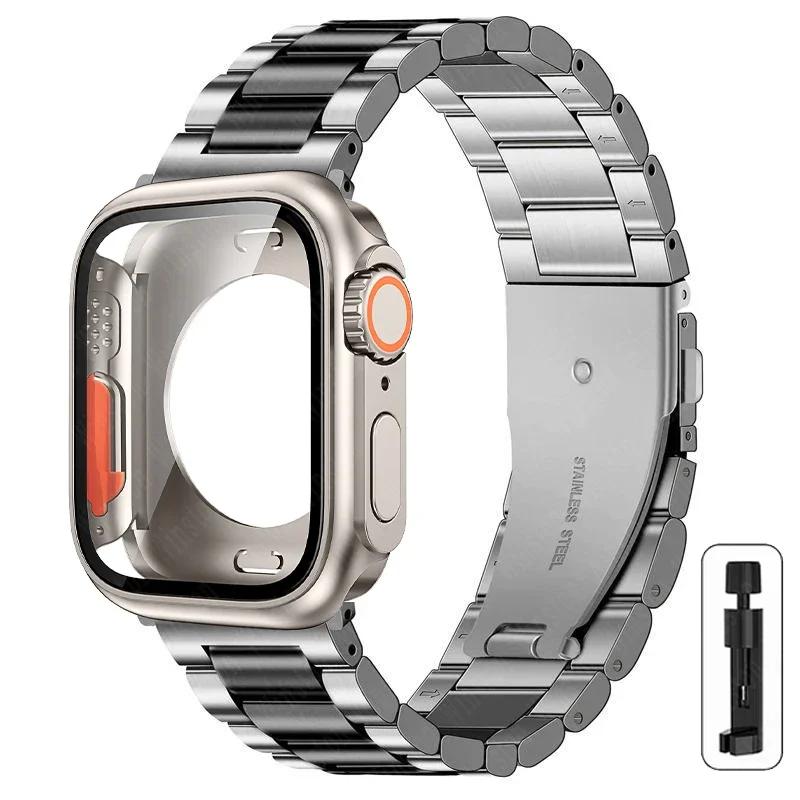 Change to Ultra Case+Band For Apple Watch 40mm 44mm 41mm 45mm Metal Stainless Steel strap for iWatch series Series 98 7 6 SE 5 4