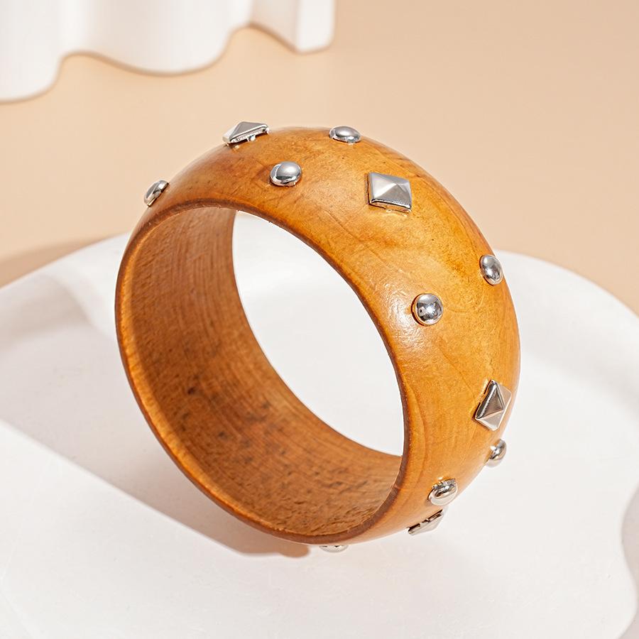 European and American Wooden Bracelets Retro Simple and Versatile Bracelets Light Luxury High-end Temperament Jewelry Women