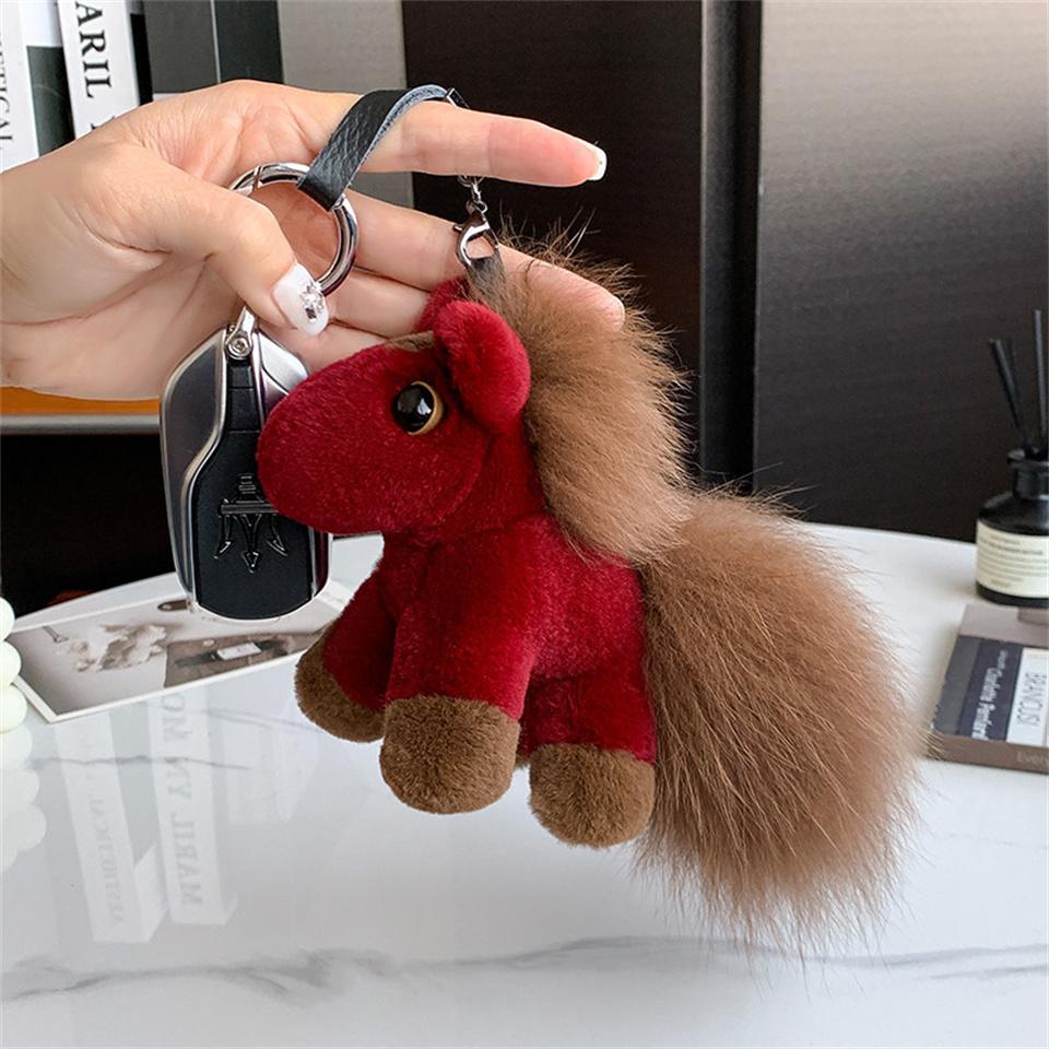

Trendy Plush Keychain For Woman Rabbit Cute Keyring Charm Horse Plush Bag Charm Key Chain Accessory For Keychain For Bags