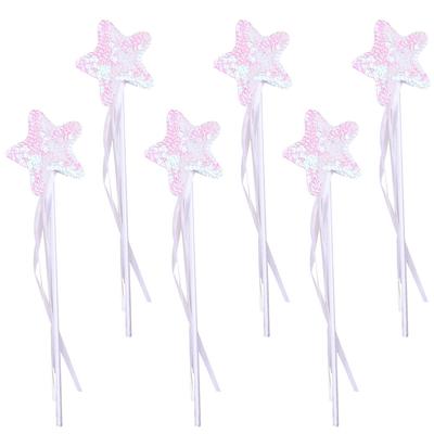 6Pcs Star Wand Sequins Fairy Stick Kids Party Favor Birthday Gift Fairy Cosplay Performance Prop for Girls Star Wand