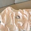 Pink plaid Kitty cat pajamas women's summer short-sleeved shorts ins style set can be worn outside loungewear two-piece set