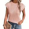 2025 Women's Round Neck Textured Short Sleeve T-shirt - European & American Style