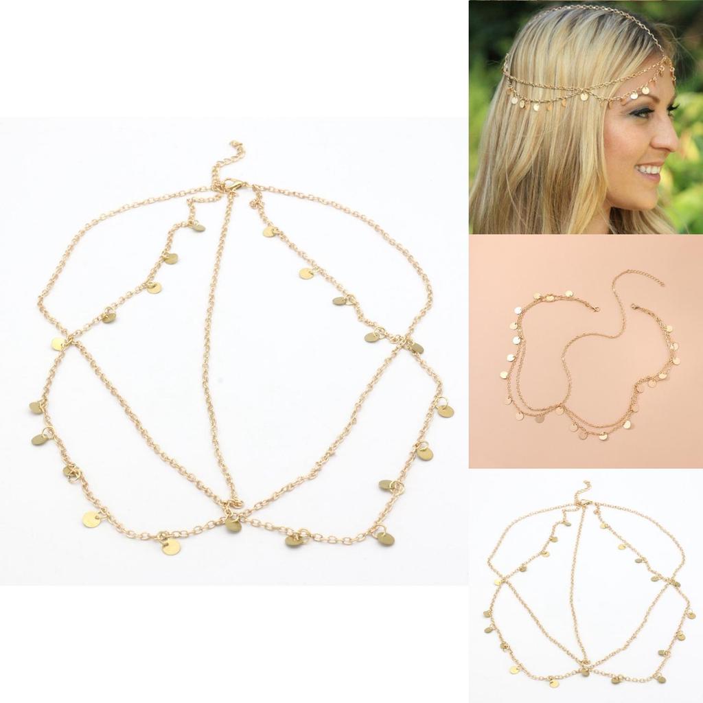 Fashionable Gold Headpiece With Rotundity Shape And Tassel For Travel Parties