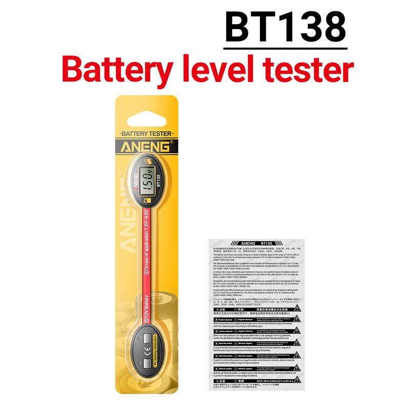 BT138 Digital Battery Testers Lithium Battery Capacity Tester Display Checkered Analyzer Display AAA AA Button Cell Tester