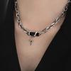 Punk Vintage Cross Star Crystal Beaded Collar Pendant Necklace for Women Personality Baroque Pearl Chain Hip Hop Rock Jewelry