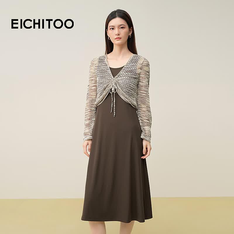 EICHITOO Women s Elegant Shirred A-Line Long Dress Set L