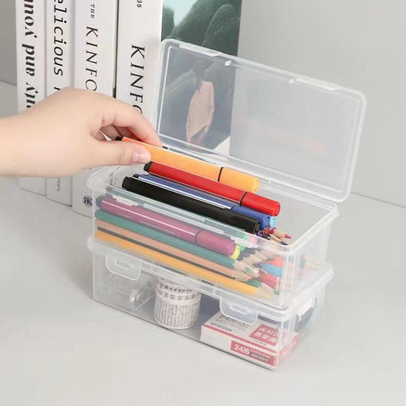 Gennemsigtig Blyantstaske Hård Plast Blyantstaske Farveblyant Penneæske Skitseblyantstaske Stabelbar Kontorartikler Organizer-boks