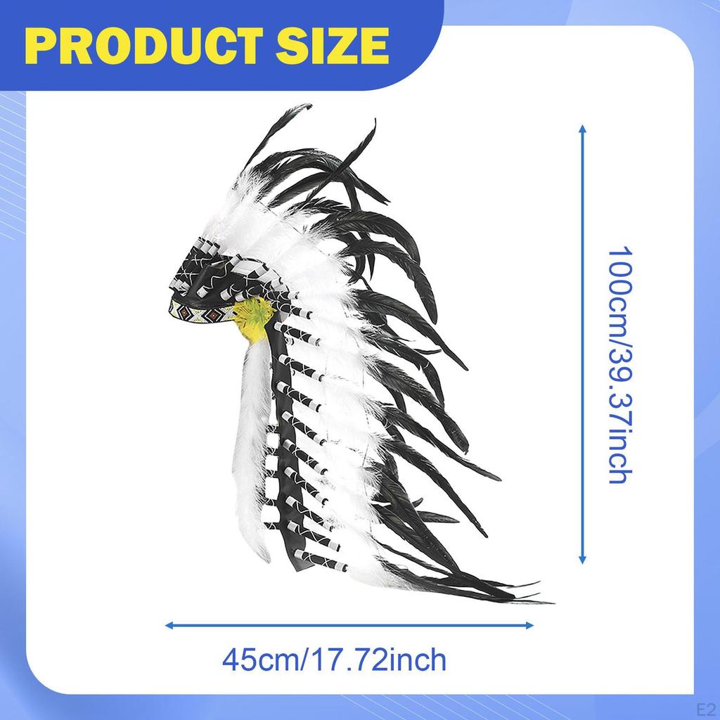 Indian Native Chief Headdress Artificial Feather Photo Props for Adults Decorative Costume