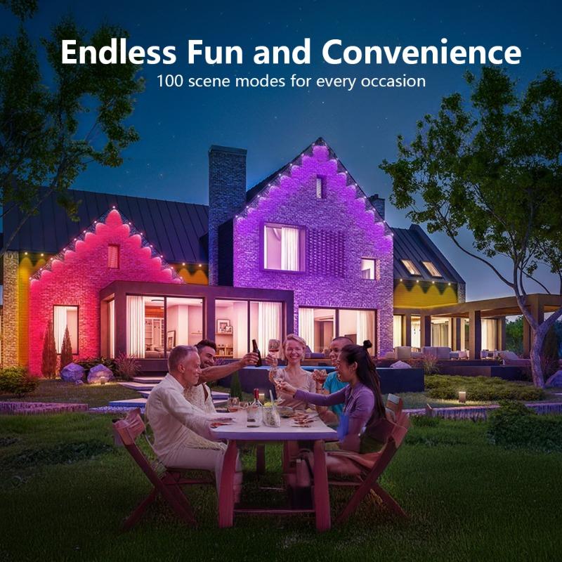 MIMI RGB Permanent Outdoor Lights for House,150FT RGB+IC Smart Outdoor Decor, or Christmas, Holiday, House Roof Lighting