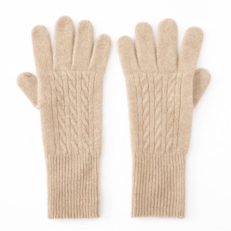 100% Pure Cashmere Extended Length Knit Gloves - Autumn/Winter Cycling Cold Protection