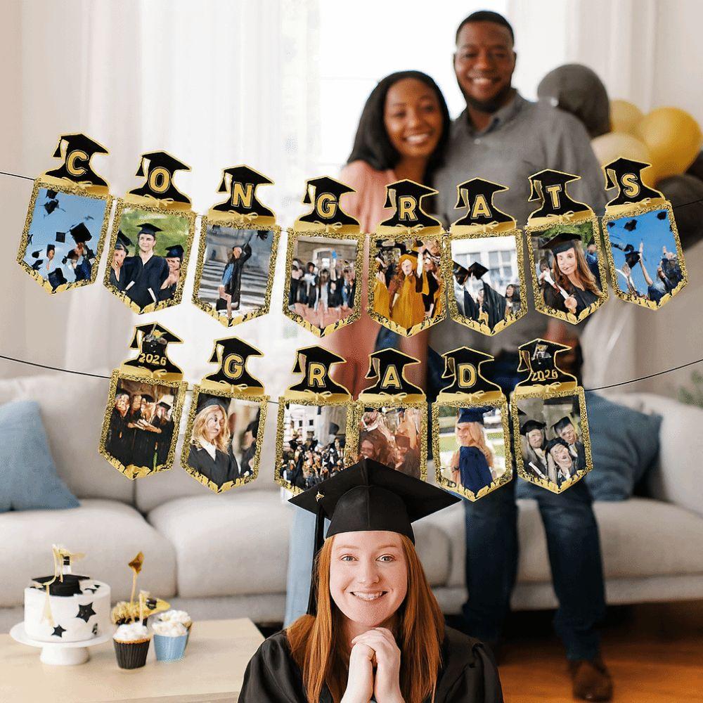Paper Letter Graduation Photo Banner Celebrate Handmade Congrats Grad Banner Graduation Season Photo Frame Flag Kindergarten