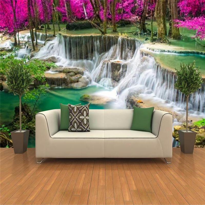 

HD Waterfall Forest Natural Scenery 3D Photo Wall Paper Home Decor Mural Bedroom Decor Self Adhesive Contact Paper Wallpaper 200 cm(W) x 140 cm(H)
