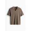 H M Collar T sHirT Regular fiT Dark Beige