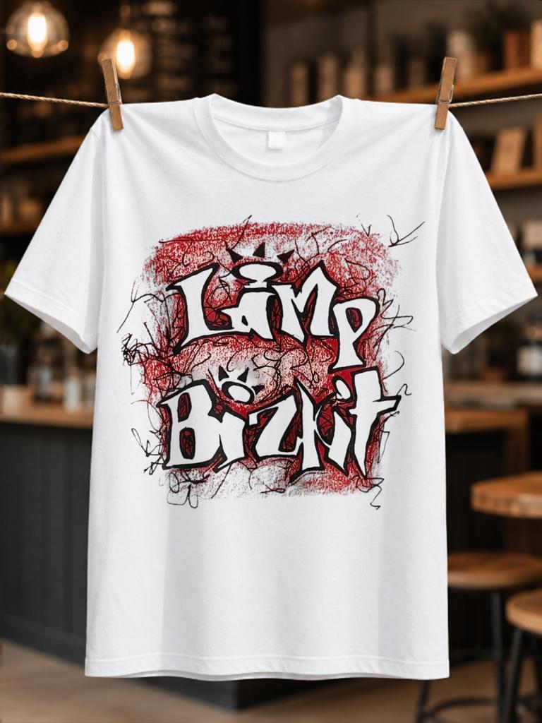 Limp Bizkit Oversized Red Graffiti Lettering With Scratchy Spray Texture Aggressive Street Music Unisex All Tshirt