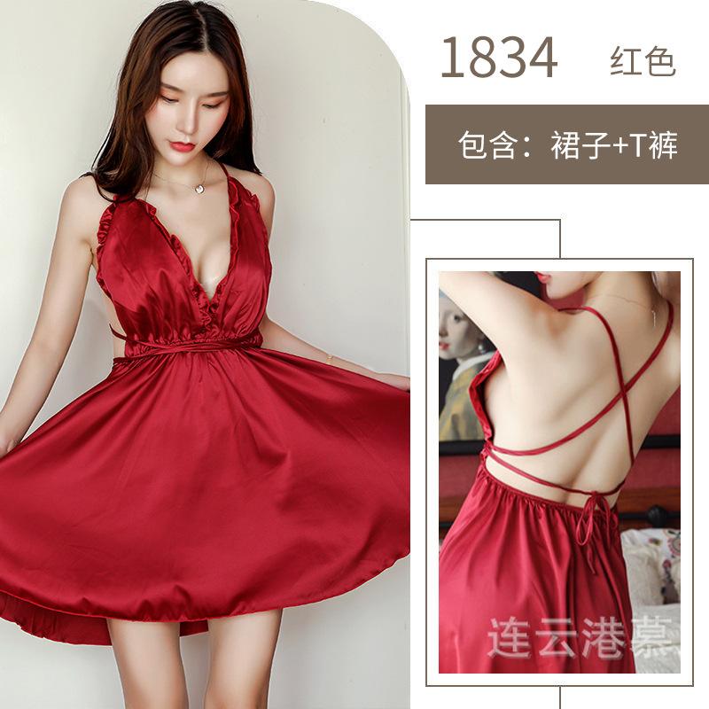 Sex Unterwäsche High-End Imitatseide Satin Muschelkante Hosenträger Sexy Spitze Versuchung Rückenfrei Spaß