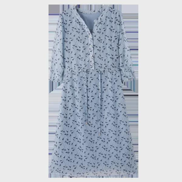 2025 Spring/Summer Floral Chiffon Waist-Slimming Long Dress for Women