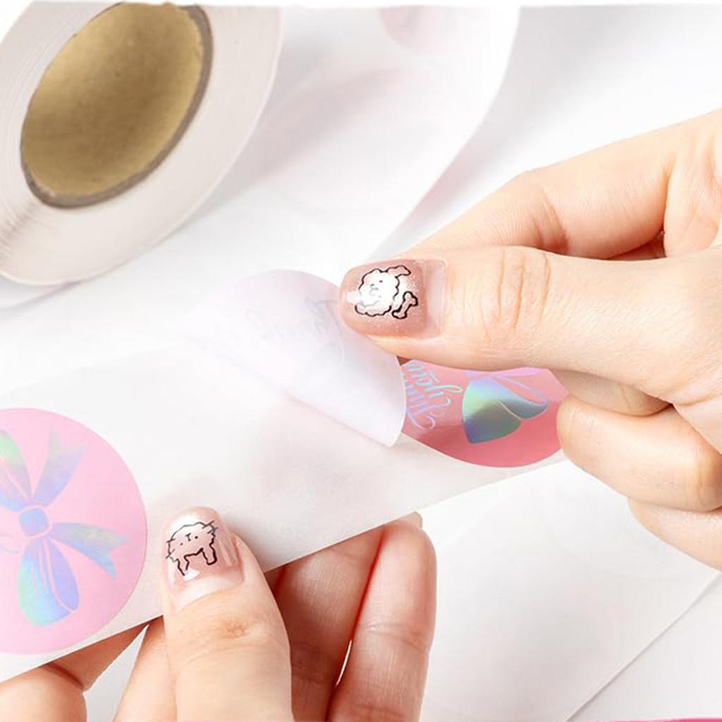 100-500pcs Holographic Pink Bow Tie Stickers Thank You Birthday Wedding Party Gift Wrapping Label Scrapbook Stationery Stickers