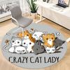 1pc Cats Crazy Office Round Area Rug, Indoor Mat Suitable For Office, Under Office Chairs Bedroom Living Room Home Decor, Room Deco