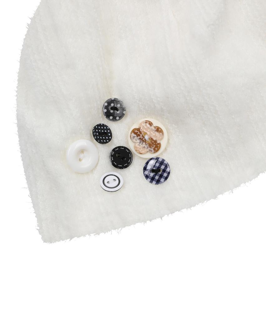 BAUF Button Fluffy Beanie [Ivory]
