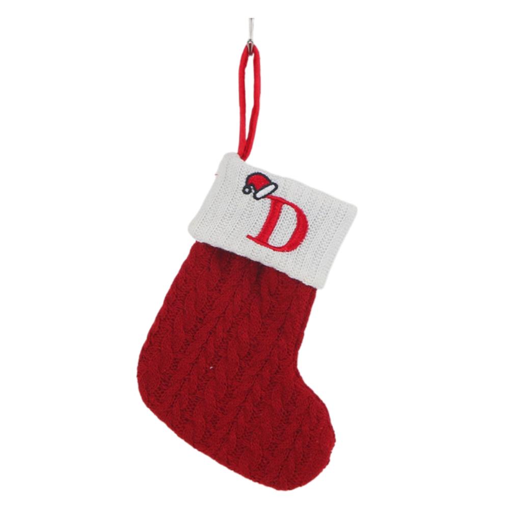 2025 Christmas Wool Knitted Sock Decoration Cute Letter Stocking Creative Tree Pendant Home Ornament Xmas Gift Home Decoration