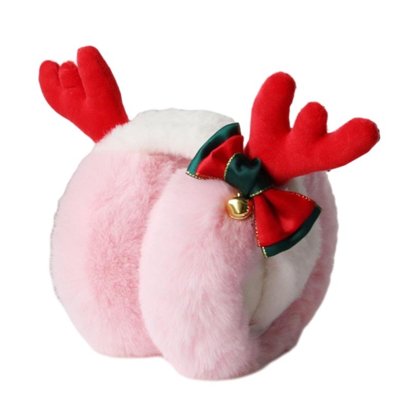Adult Christmas Antler Shape Earmuff Outdoor Plush Ear Warmer Windproof for Girl