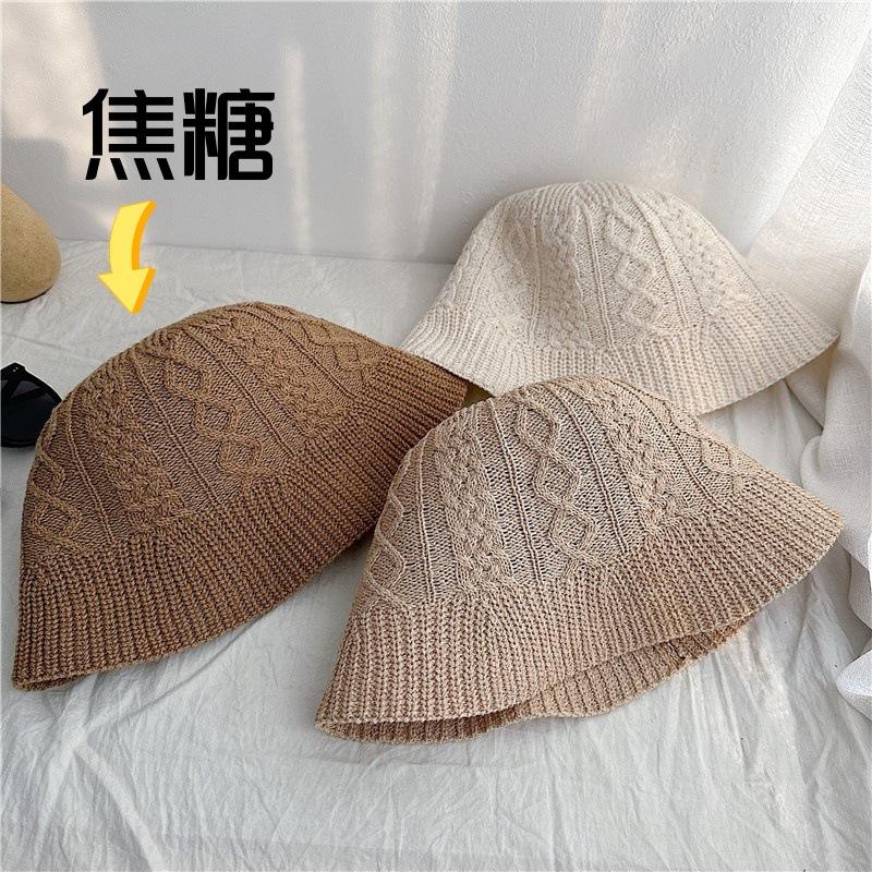 Color knitted hollow breathable bucket hat women's summer outdoor face small sunshade bucket hat women's basin hat