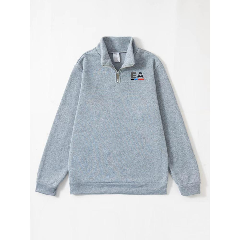 Men'S Crew Neck Half-Zip Casual Sweatshirt | Geometric-patterned, Slight Stretch Fabric, Loose Fit for Autumn and Winter