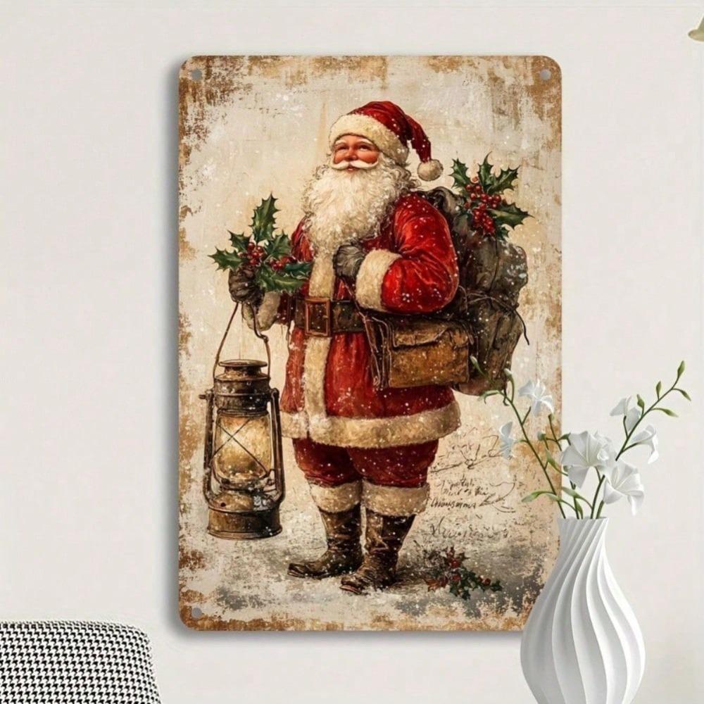 Planetjuice wall art Vintage Santa Claus Tin Sign x Inch Retro Iron Wall Art Garage Decor 20x30
