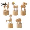 DIY Hand Painted Wood Crafts Wooden Movable Joints Animal Ornament, Doll Joint Ornaments Figures, Natural Decorative Desktop Art for Kids and