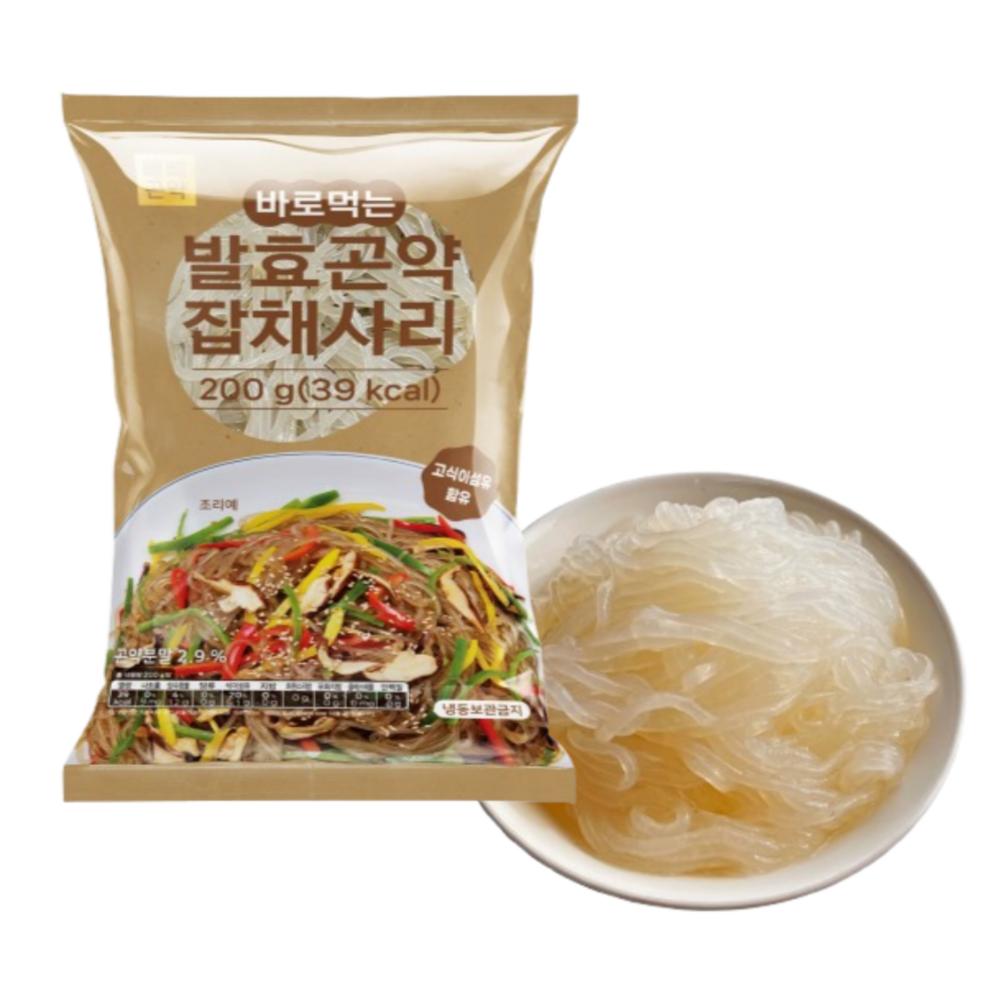 PpePpe Konjac Pronto para Comer Konjac Fermentado Noodles Japchae, 39kcal, 200g, Pacote com 8
