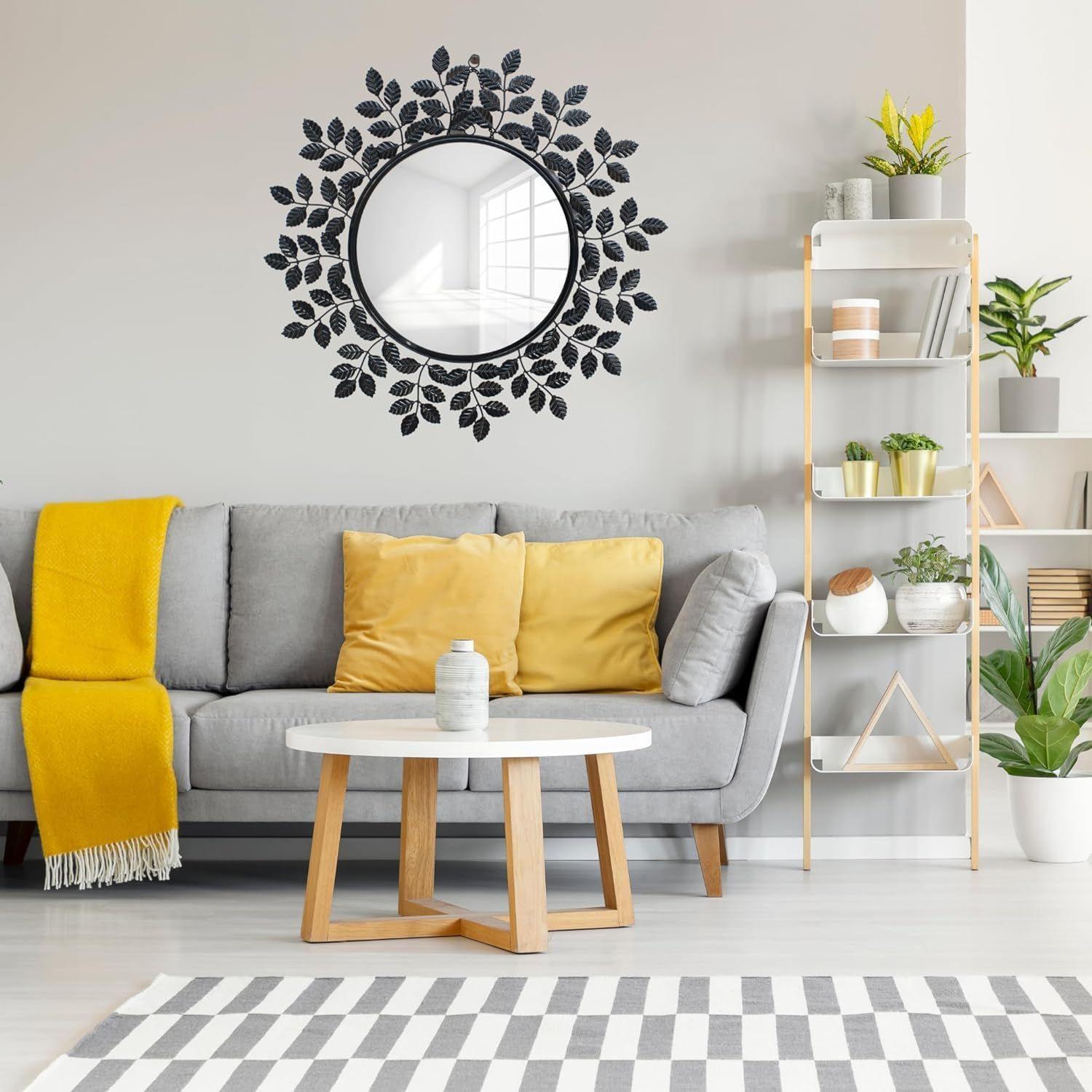 

Зеркало настенное, не ржавеющее и устойчивое к погодным условиям - Идеальное зеркало для гостиной, фойе | прихожей, зоны умывальника, глянцевое черное, 72 см | 28 дюймов, 1 шт.