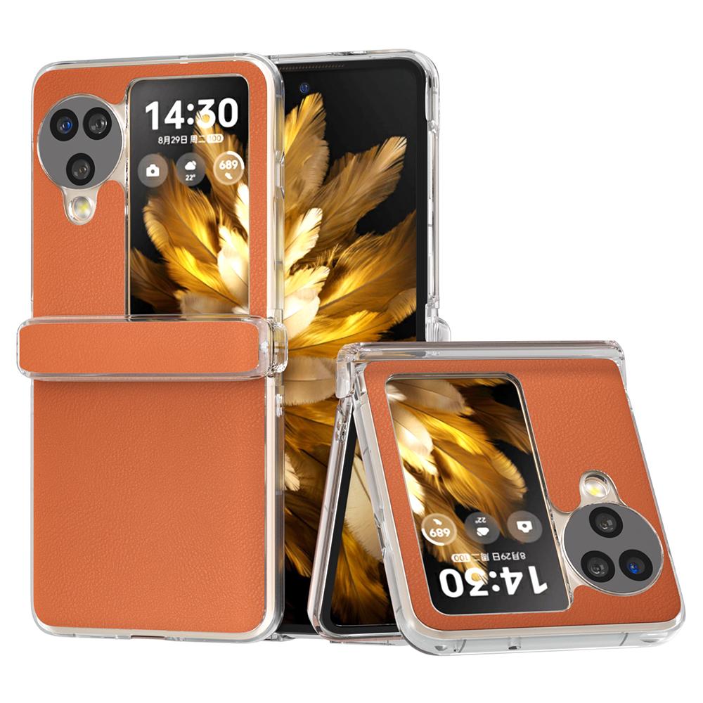 For Oppo Find N3 Flip 5G Case Hinge Protection Leather+PC Clear Frame Phone Cover