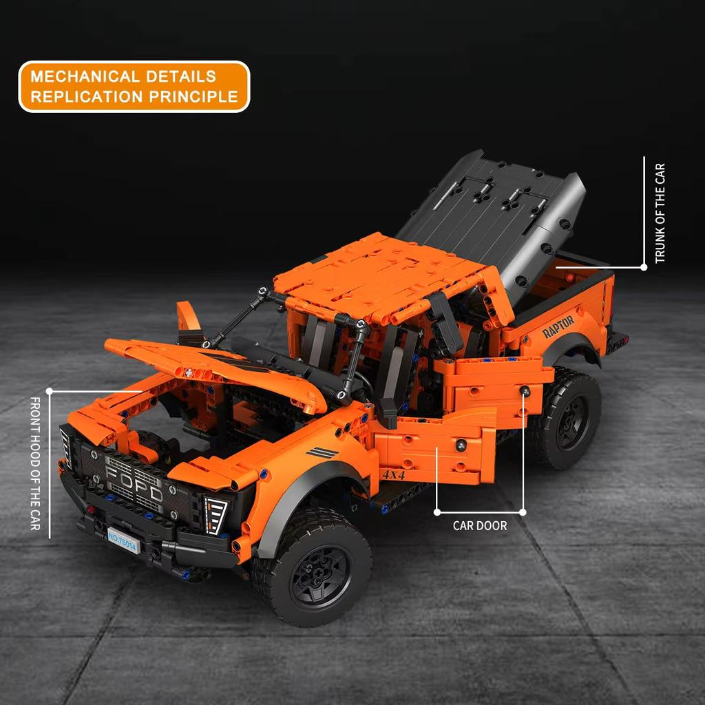 Technical Raptor Off-Road Pickup Building Blocks Kit, Simulation Desert Offroad Truck DIY Assembly Brick Decor