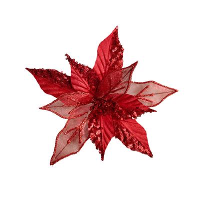 Ručně vyráběná flanelová simulace vánoční květinové dekorace pro sváteční atmosféru