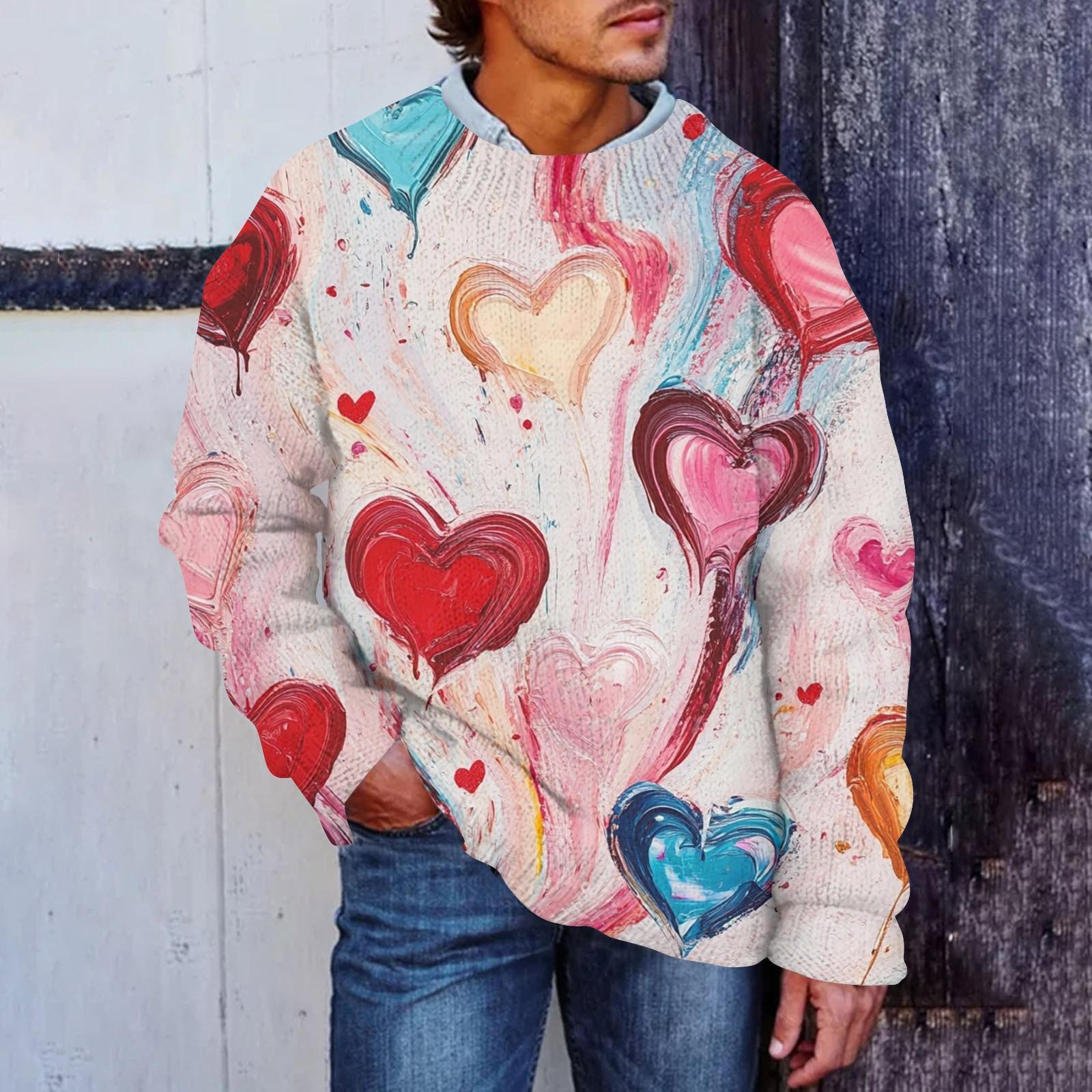 

Мужской принтованный искусственный свитер, толстовка с круглым вырезом, свободный топ с длинными рукавами XL белый