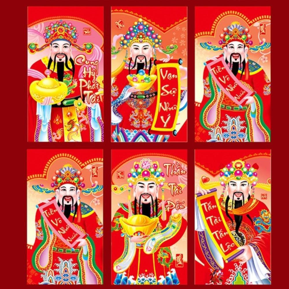 6pcs Colorful Goat Pattern Spring Festival Lucky Money Bag Blessings Printing Hongbao Gift