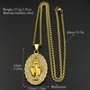 Virgin Mary Crystals Medal Oval Pendant Necklace for Women Men Stainless Steel Gold Color Catholic Religious Necklaces Jewelry