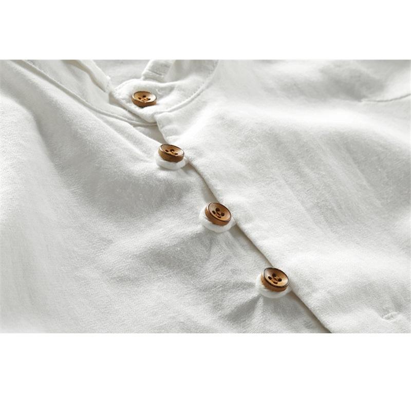 Spring Men's Casual Linen Shirt Retro Chinese Style Thin Stand-up Collar Slim Cotton And Linen Shirt