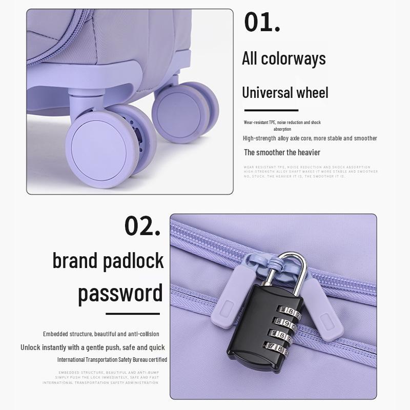 2025 Women's Ultra-Light Carry-On Luggage: 20-inch Fabric Suitcase with Lock, 24-inch Option Available.