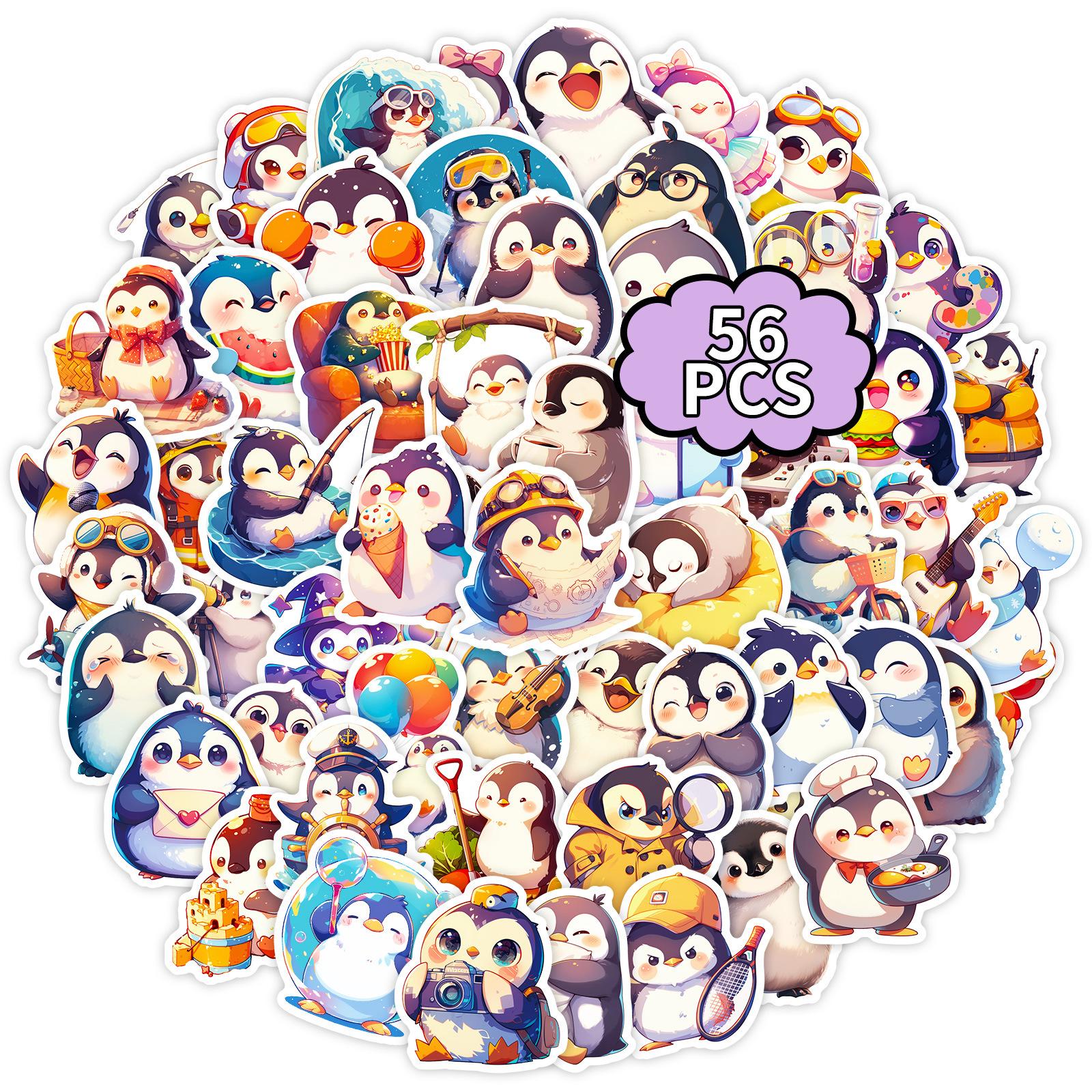 56 Cute Little Penguins Cartoon Stickers Animal Stickers Batch