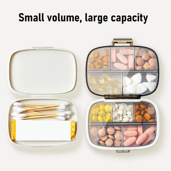 Pill Box Compact Weekly Pill Organizer with Sealing System Moisture-Proof Container Separate Compartments Pill Dispenser for Morning Noon Evening