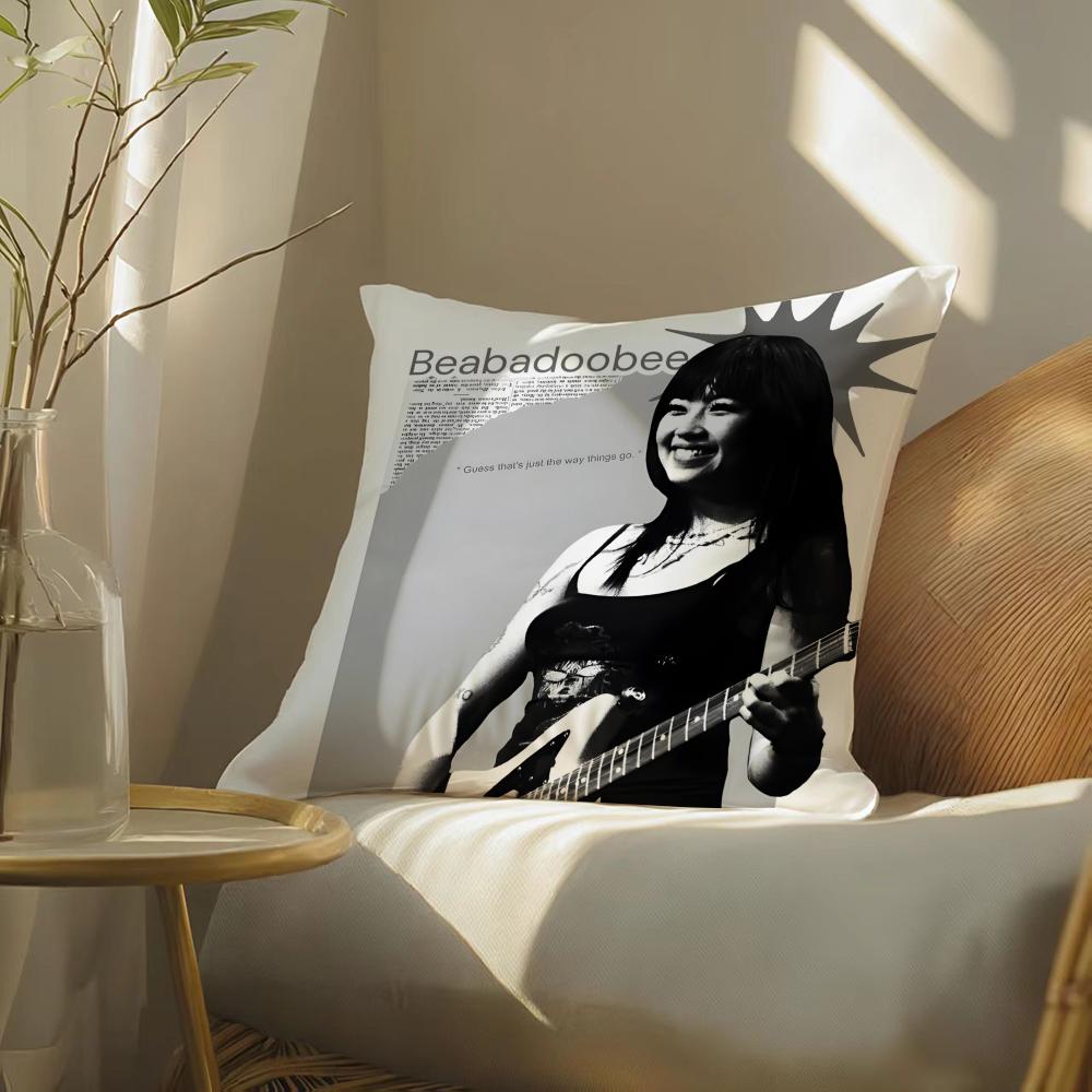 Singersongwriter BBeabadoobee Music Pillow Case Pattern Printed Pillowcase for Living Room Sofa Cushion Cover Bedroom Decor 30X30cm